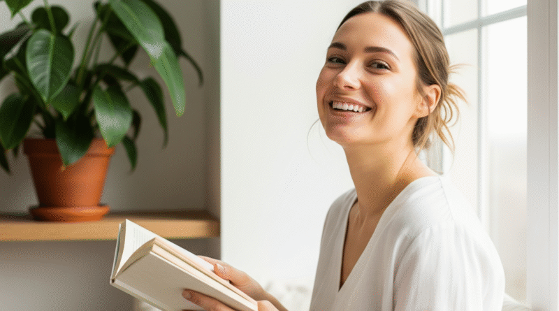 Wanita muda memancarkan kecantikan dari dalam, menunjukkan tips glow up holistik dan perawatan diri yang sehat.