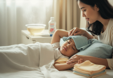 Kombinasi Kompres Hangat dan obat antipiretik sebagai tatalaksana paling optimal untuk mengatasi demam tinggi.