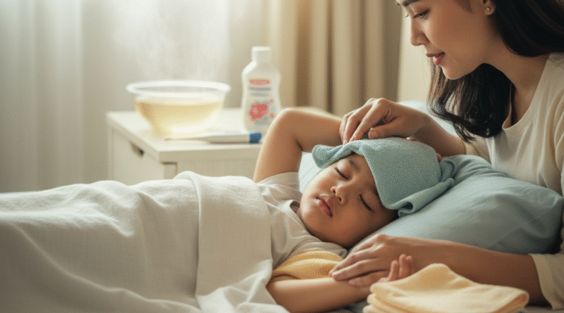 Kombinasi Kompres Hangat dan obat antipiretik sebagai tatalaksana paling optimal untuk mengatasi demam tinggi.